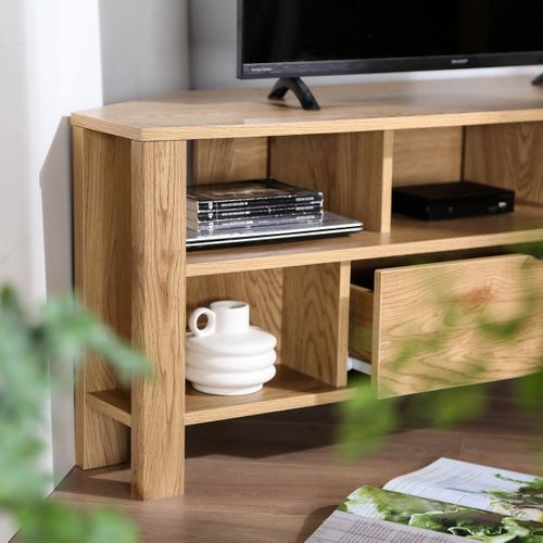 Meuble TV D'angle 1 Tiroir Décor Chêne - L120 Cm