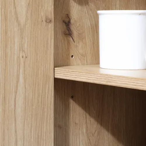 Commode 3 Tiroirs 1 Porte Décor Chêne - L90 X H80 Cm