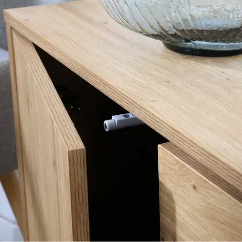 Commode 3 Tiroirs 1 Porte Décor Chêne - L90 X H80 Cm
