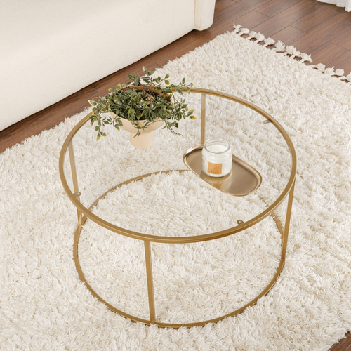 Table Basse Ronde Plateau En Verre D80 Cm