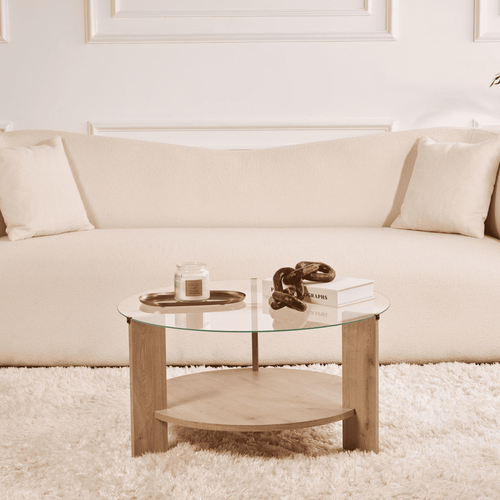 Table Basse 2 Plateaux 1 En Verre Trempé D75 Cm