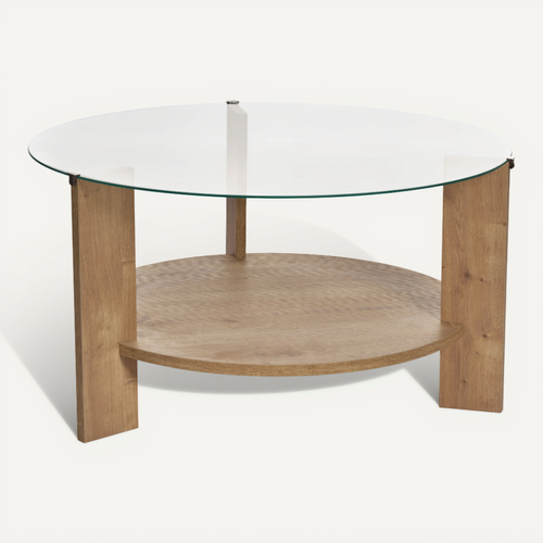 Table Basse 2 Plateaux 1 En Verre Trempé D75 Cm