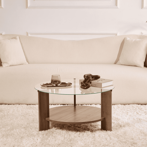 Table Basse 2 Plateaux 1 En Verre Trempé D75 Cm
