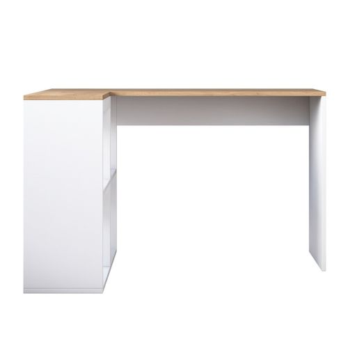 Bureau D'angle Décor Chêne Et Blanc L120 Cm