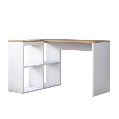 Bureau D'angle Décor Chêne Et Blanc L120 Cm