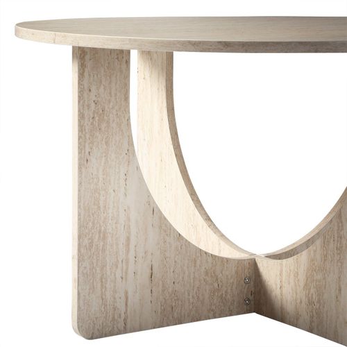 Table Basse Ronde D70 Cm Décor Travertin