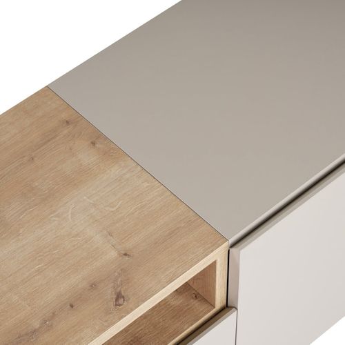 Meuble TV 4 Portes 1 Niche Décor Cachemire Et Bois L160 Cm