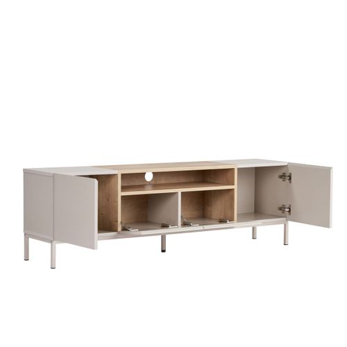 Meuble TV 4 Portes 1 Niche Décor Cachemire Et Bois L160 Cm