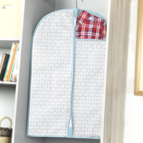 2 Housses En Tissu Impression Vagues Pour Vêtement H90 Cm - Blanc
