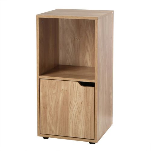 Tables De Chevet 2 Cases Décor Bois 1 Porte - Lot De 2 - Modu