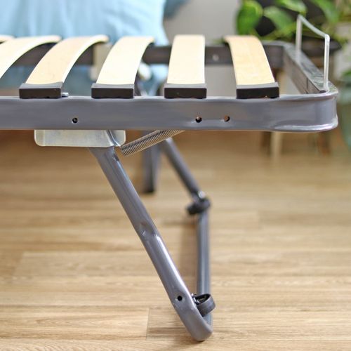 Sommier En Métal Gigogne 80x190 - 20 Lattes Bois - Gain De Place - Made In France