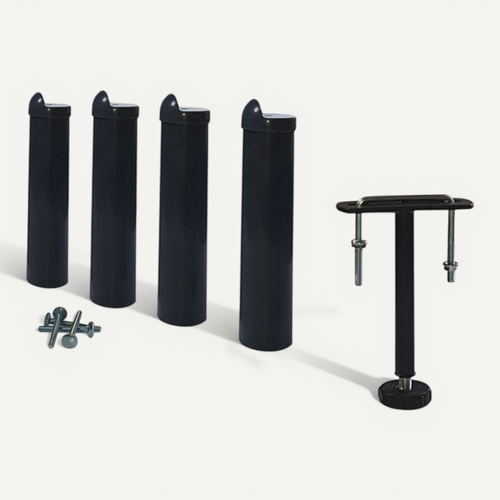 4 Pieds Abs + 1 Pied De Liaison Pour Sommier Métal - Noir