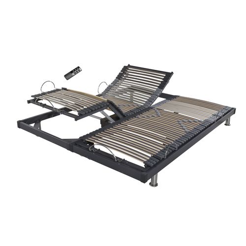 Sommier relaxation 2x90x200 cm EBAC S50 gris anthracite vue de profil