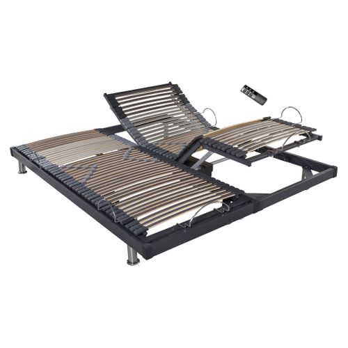 Sommier relaxation 2x90x200 cm EBAC S50 gris anthracite vue 3/4