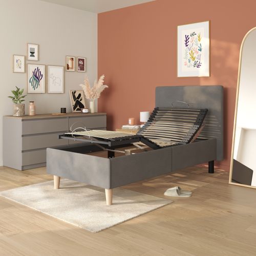 Sommier relaxation 90x200 cm EBAC S50 gris anthracite vue d'ambiance 1