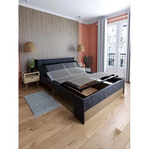 Sommier relaxation 140x190 cm EBAC S50 gris anthracite