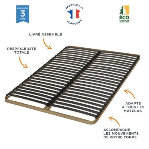 Sommier à Lattes 100x190 C224 - 24 Lattes Bois - Fabrication Française