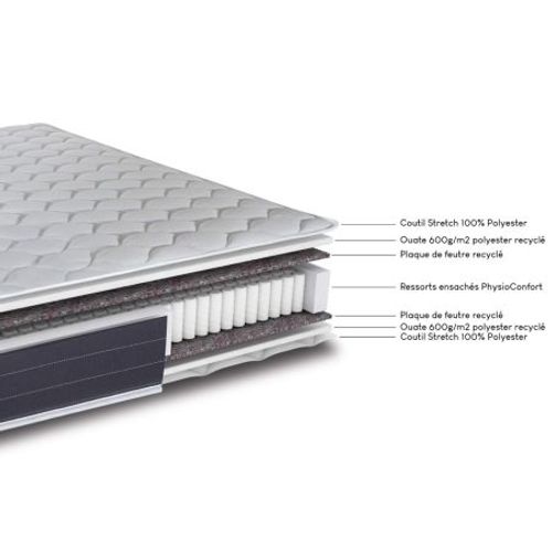 Matelas 160x200 Rhodes - Ressorts Ensachés - Hauteur 24 Cm - Soutien Ferme
