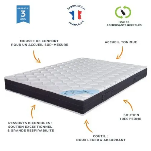 Matelas Ressort Rubis 80x200 - Hauteur 23 Cm - Indépendance De Couchage