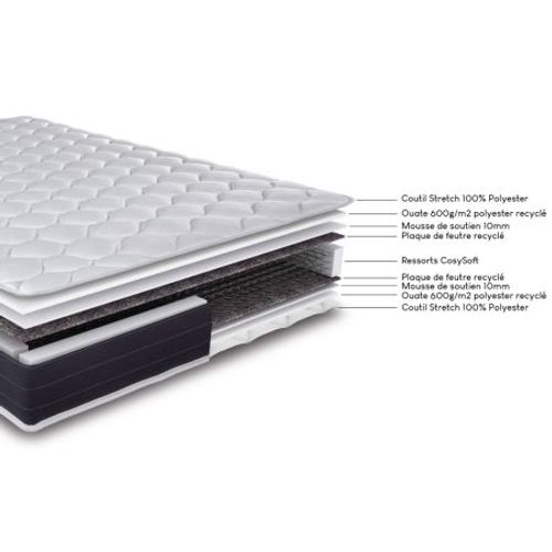 Matelas Ressort Rubis 80x200 - Hauteur 23 Cm - Indépendance De Couchage
