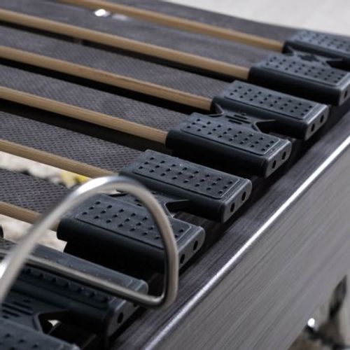 Sommier électrique S62+lattes Bois - Réglage Fermeté Zone Lombaires - 2x70x190 - Gris