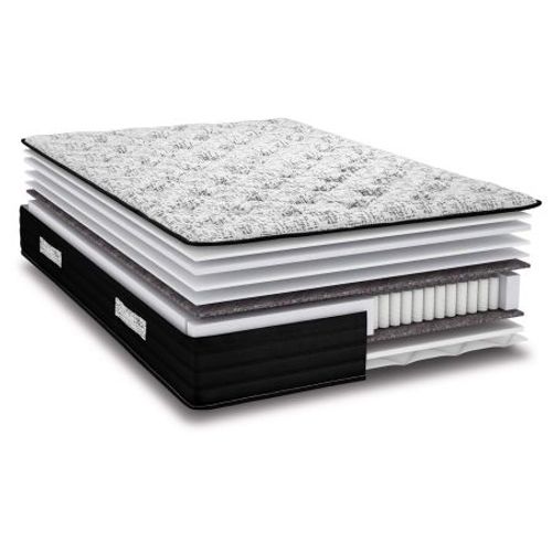 Matelas 140x190 Black Mattress - Ressorts - Hauteur 25 Cm - Soutien Très Ferme