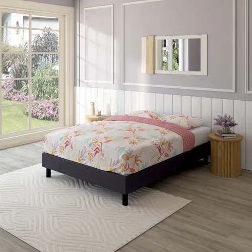 Sommier en kit 140x190 cm EBAC NEWKIT tissu anthracite vue d'ambiance 1