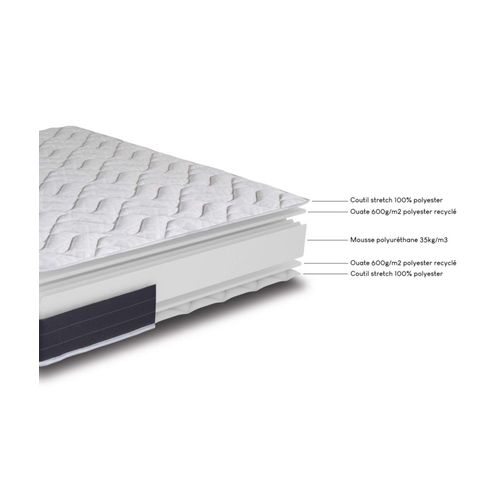 Matelas 140x190 Melior - Mousse - Hauteur 20 Cm - 3 Zones - Soutien Ferme