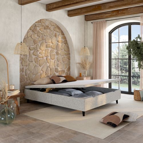 Lit coffre électrique 160x200 NUIT FAUBOURG TRIOMPHE 2 gris chiné