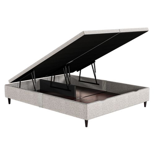 Lit coffre manuel 2x90x200 cm NUIT FAUBOURG TRIOMPHE 2 gris chiné