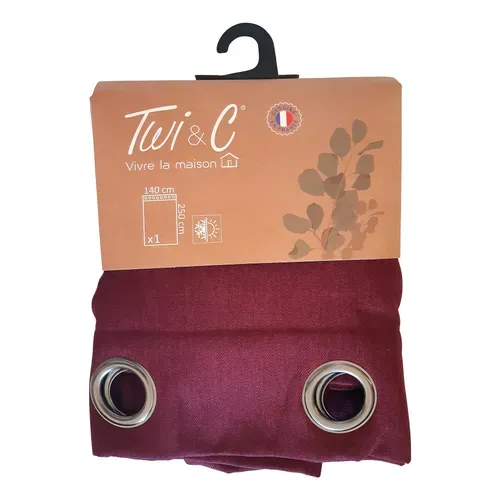 Rideau isolant 140x250 cm BOSTON Bordeaux vue accessoires