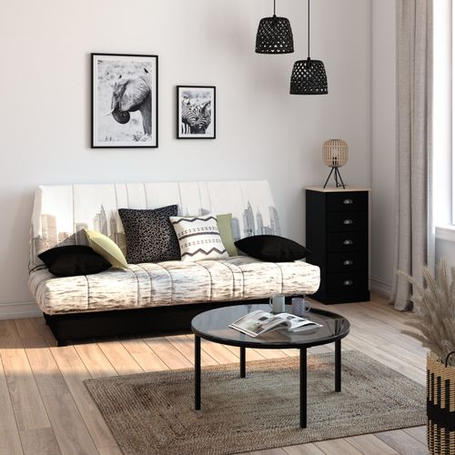 Housse clic-clac 140 cm  Tissu Manhattan/uni Noir