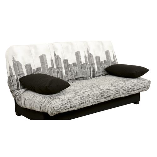 Housse clic-clac 140 cm  Tissu Manhattan/uni Noir