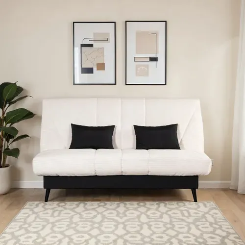 Banquette-lit clic-clac CARESSE tissu velours beige vue d'ambiance 1