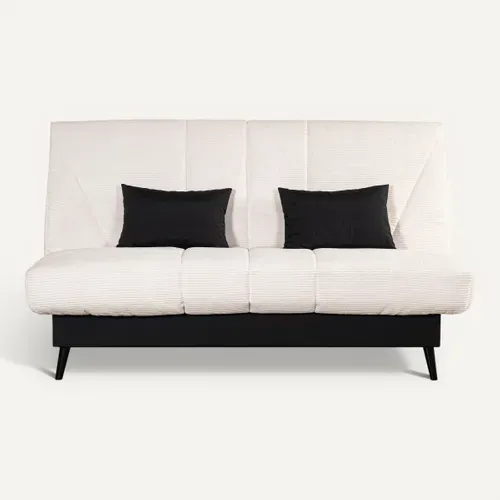 Banquette-lit clic-clac CARESSE tissu velours beige vue de face