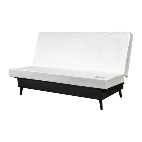 Banquette-lit clic-clac CARESSE tissu velours beige vue de profil