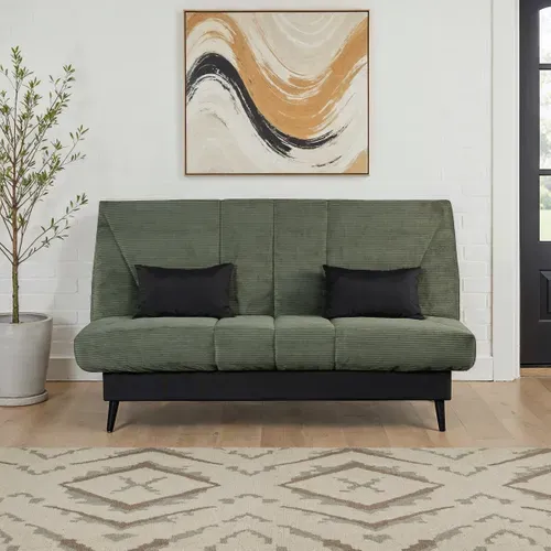 Banquette-lit clic-clac CARESSE tissu velours vert vue d'ambiance 1