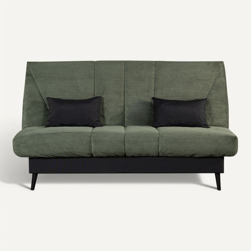 Banquette-lit clic-clac CARESSE tissu velours vert vue de face