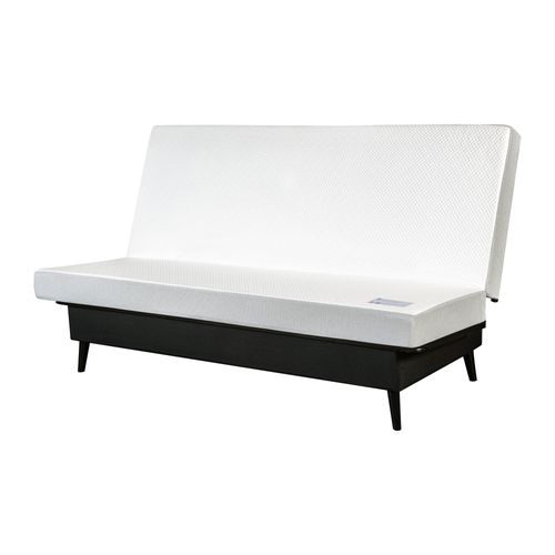 Banquette-lit clic-clac CARESSE tissu chenillé anthracite vue de profil