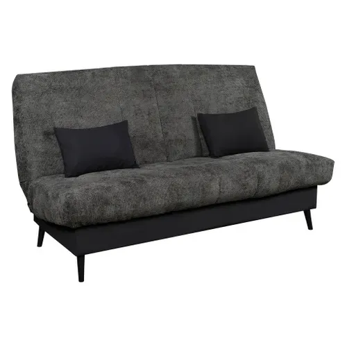 Banquette-lit clic-clac CARESSE tissu chenillé anthracite vue 3/4