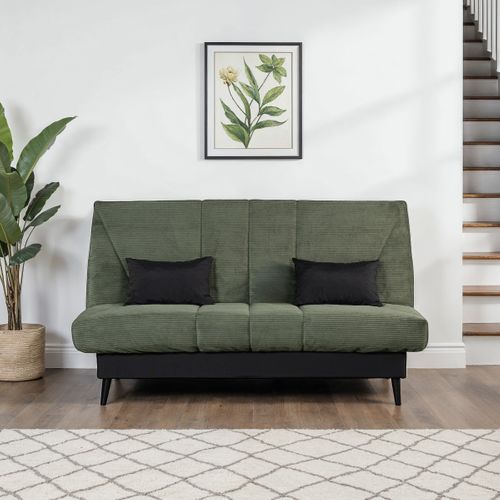 Banquette-lit clic-clac DOUCEUR tissu velours vert vue d'ambiance 1