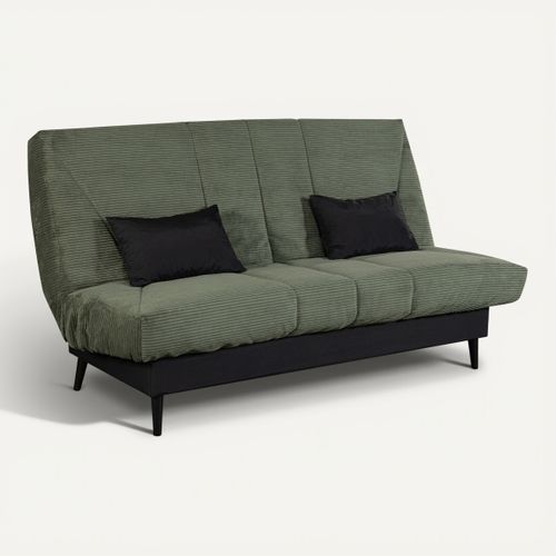 Banquette-lit clic-clac DOUCEUR tissu velours vert vue 3/4