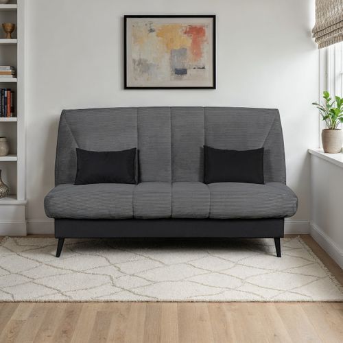 Banquette-lit clic-clac DOUCEUR tissu velours charbon vue d'ambiance 1