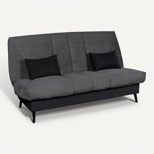 Banquette-lit clic-clac DOUCEUR tissu velours charbon vue 3/4
