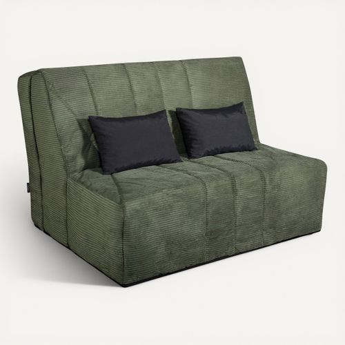 Banquette-lit BZ DOUCEUR tissu velours vert vue 3/4