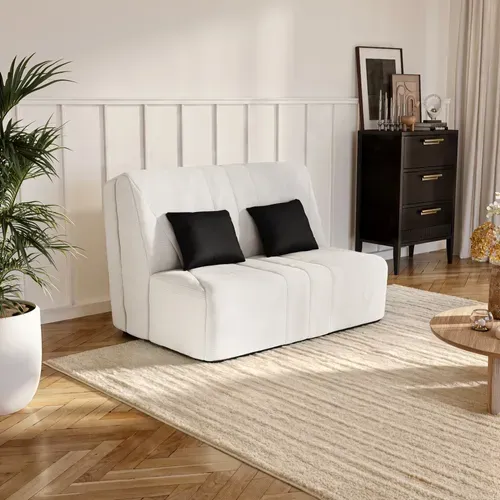Banquette-lit BZ XL DOUCEUR tissu velours beige vue d'ambiance 1
