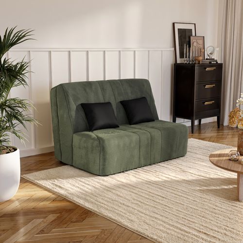 Banquette-lit BZ XL DOUCEUR tissu velours vert vue d'ambiance 1