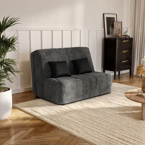 Banquette-lit BZ XL DOUCEUR tissu chenillé anthracite vue d'ambiance 1