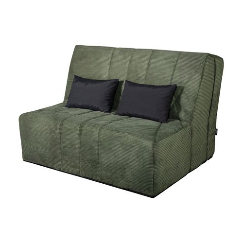 Banquette-lit BZ COCON tissu velours vert vue 3/4