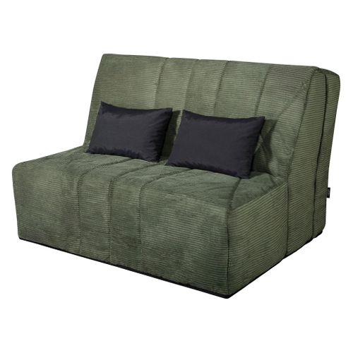 Banquette-lit BZ CARESSE tissu velours vert vue 3/4